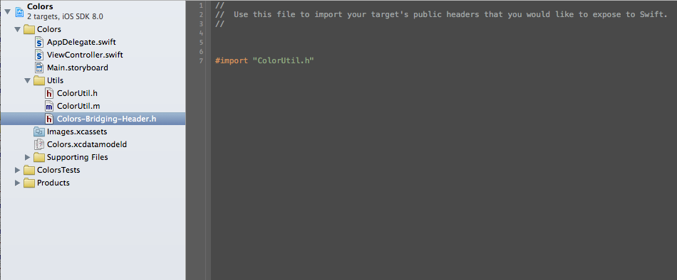 Bridging header file in Xcode